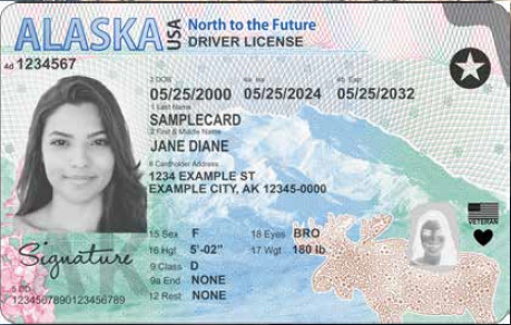 Official sample Alaska driver license