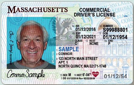 Official sample Massachusetts driver license
