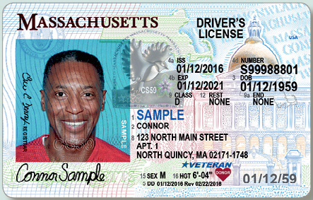 Official sample Massachusetts driver license