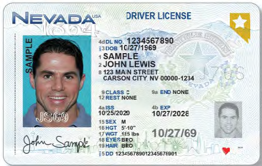 Official sample Nevada driver license