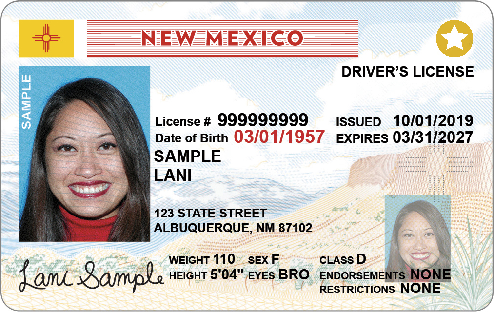 Official sample New Mexico driver license