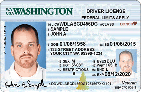 Official sample Washington driver license